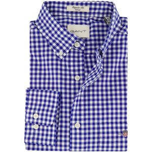 Gant casual overhemd normale fit blauw geruit