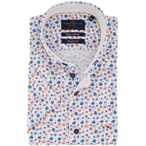 Portofino casual overhemd korte mouw regular fit wit multicolor geprint katoen button-down