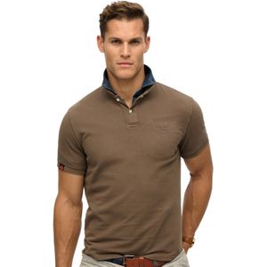 Superdry polo bruin pique korte mouw