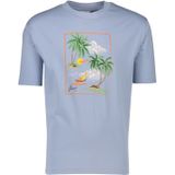 Gant t-shirt lichtblauw effen met palmbomen opdruk