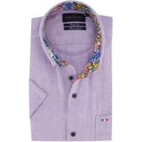 Portofino korte mouwen overhemd paars gemeleerd
