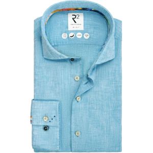 Linnen R2 overhemd slim fit lichtblauw gemêleerd