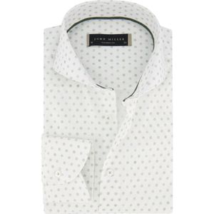 overhemd John Miller Tailored Fit groen wit gestipt ml 5