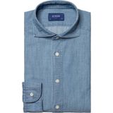 Slim fit blauw denim twill Eton business katoenen overhemd