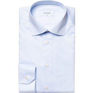 Lichtblauw Eton business overhemd gestreept 100% katoen normale fit