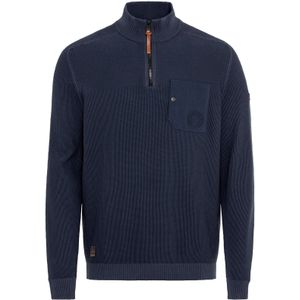 Camel Active trui donkerblauw half-zip wijde fit