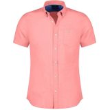 linnen New Zealand casual overhemd korte mouw normale fit roze effen