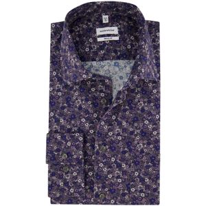 Seidensticker business overhemd Regular Fit paars geprint katoen met borstzak