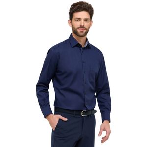 Eterna overhemd navy effen borstzak