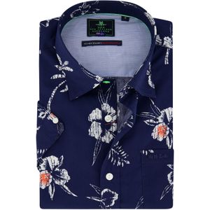 New Zealand casual overhemd korte mouw normale fit navy geprint bloemen katoen