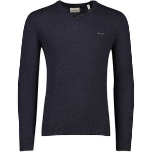 Gant v-hals trui donkerblauw lamswol