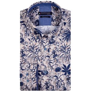 Giordano casual overhemd blauw geprint katoen normale fit