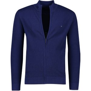 Portofino vest heren blauw rits effen 100% katoen