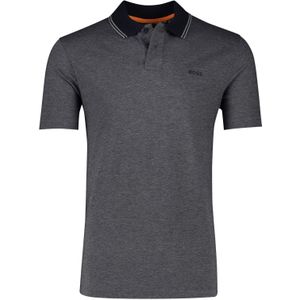 BOSS donkergrijs gemêleerde polo normale fit katoen 2-knoops Peoxford New