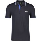 Hugo Boss polo blauw effen katoen normale fit 3-knoops