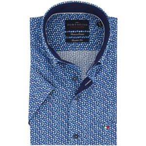 Casual Portofino overhemd korte mouw blauw 100% katoen Regular Fit