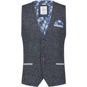 A Fish Named Fred gilet donkerblauw met print normale fit