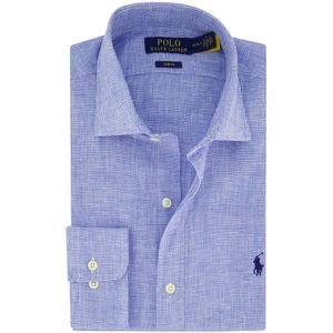 Polo Ralph Lauren linnen overhemd slim fit blauw geruit