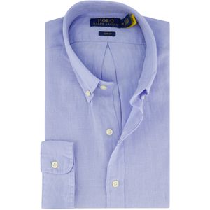 linnen Polo Ralph Lauren casual overhemd slim fit blauw