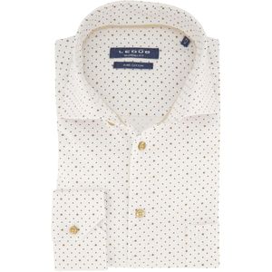 Wit geprint Ledub mouwlengte 7 Modern Fit overhemd