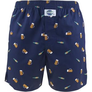 Deal boxershort bier donkerblauw geprint katoen