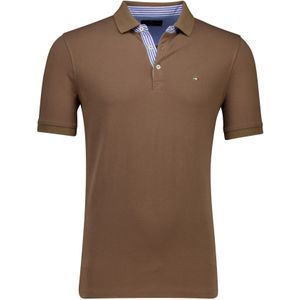 Portofino polo bruin pique 3-knoops