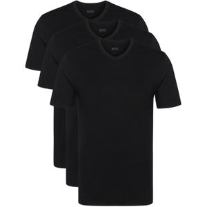 Hugo Boss t-shirt effen katoen zwart v hals 3-pack