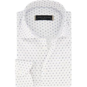 overhemd John Miller wit geprint stippen tailored fit