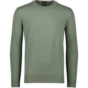 Hugo Boss trui groen effen katoen ronde hals ml 5