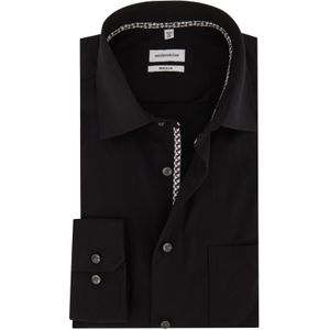Seidensticker business overhemd Regular zwart katoen normale fit wide spread boord