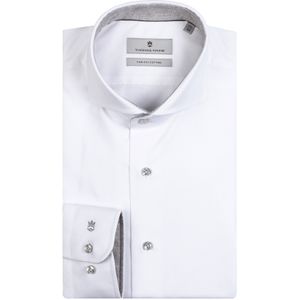 Overhemd Thomas Maine mouwlengte 7 normale fit wit effen katoen