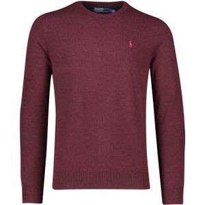 Polo Ralph Lauren trui bordeaux effen merinowol ronde hals met logo