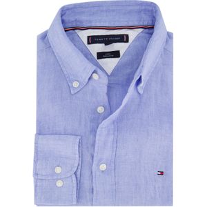 Tommy Hilfiger casual overhemd Regular Fit blauw effen linnen