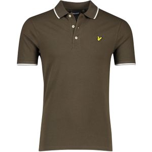 Lyle & Scott polo slim fit groen met wit detail effen katoen