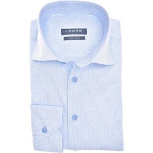 Ledub business overhemd Modern Fit New normale fit lichtblauw gemêleerd katoen met borstzak button-down boord