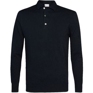 Profuomo zijde lange mouwen polo navy