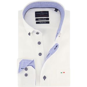 Portofino casual overhemd wijde fit wit effen