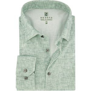Slim fit Desoto overhemd katoen groen gemêleerd
