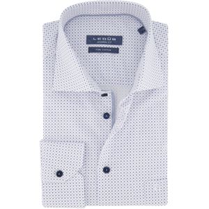 Ledub business overhemd Modern Fit wit blauw geprint katoen
