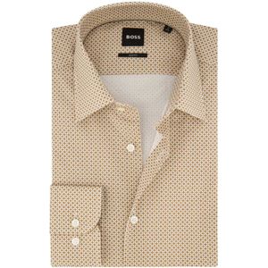 Hugo Boss beige geprint overhemd slim fit