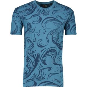 Ronde hals Superdry t-shirt blauw korte mouw geprint katoen