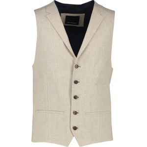 Roy Robson gilet beige effen linnen beige knopen normale fit