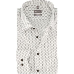Katoenen Olymp overhemd wit geprint Comfort Fit