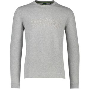 Hugo Boss sweater grijs uni katoen ronde hals