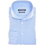 Ledub zakelijk overhemd mouwlengte 7 Modern Fit New normale fit lichtblauw gemêleerd linnen