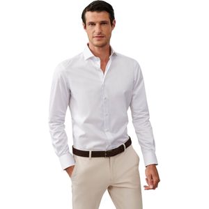 Cavallaro overhemd mouwlengte 7 wit effen katoen slim fit