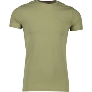 Katoenen Tommy Hilfiger t-shirt effen groen normale fit