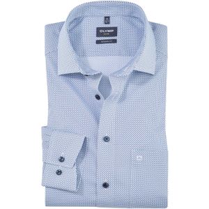 Geprint Olymp overhemd normale fit lichtblauw katoen