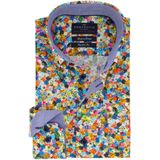 Multicolor geprint dobbelstenen Portofino overhemd wijde fit katoen