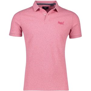 Superdry polo normale fit roze effen katoen